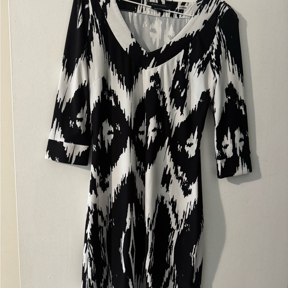 BCBGMaxAzria Monochrome Abstract Dress